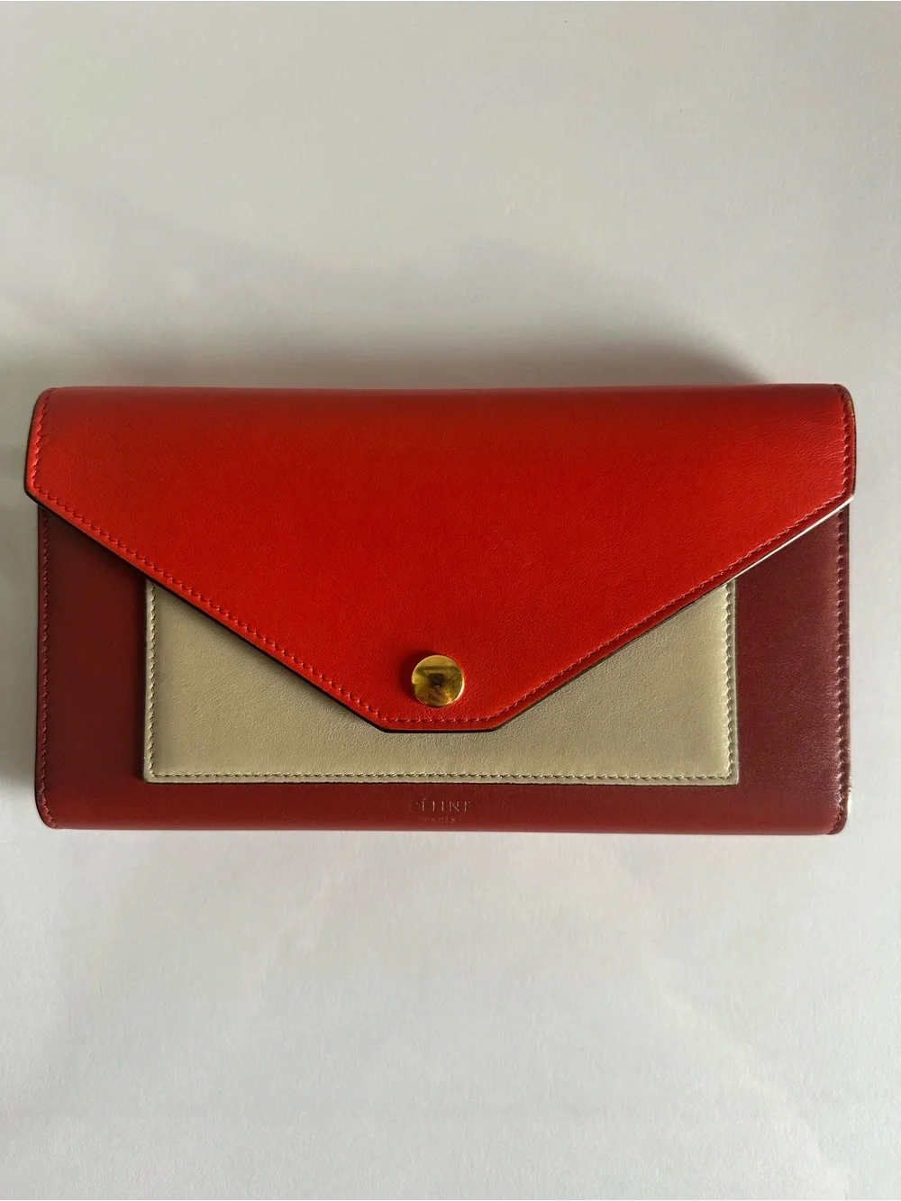 Authentic CÉLINE Phoebe Philo Tricolor Leather Large Envelope Wallet